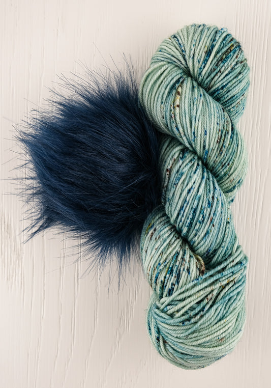 Spruce and Teal Pompom - Aspen Worsted Toque Kit